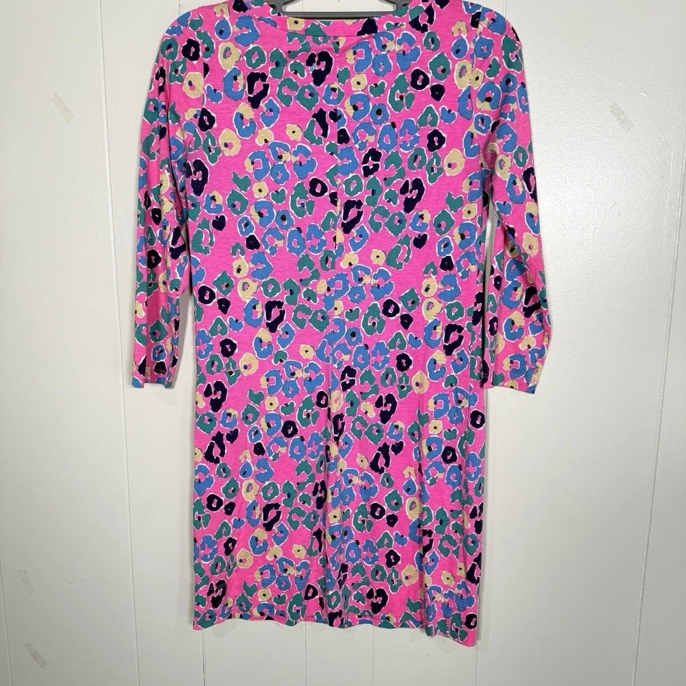 Lilly Pulitzer Corine Dress‎ Small Paws Off Pink Leopard Print Small 3/4 Sleeve